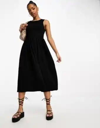 Asos Brave soul derrie smock midi dress in black oferta