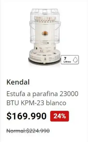 Easy Kendal Estufa a parafina 23000 BTU KPM-23 blanco oferta