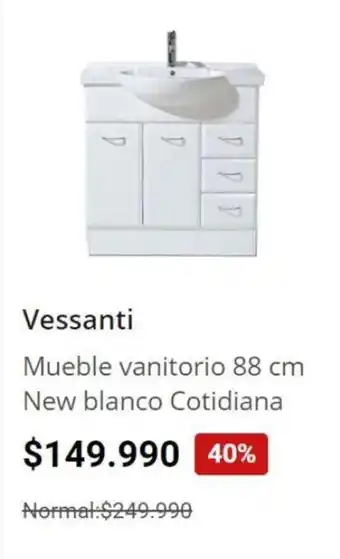 Easy Mueble vanitorio 88 cm New blanco Cotidiana Vessanti oferta