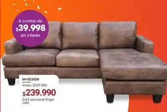 Easy M+DESIGN Sofá seccional Roger café oferta