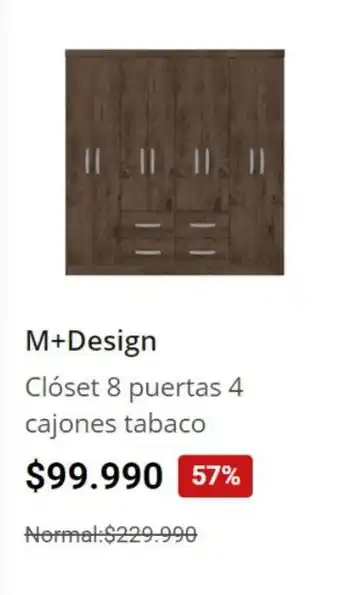 Easy M+Design Clóset 8 puertas 4 cajones tabaco oferta