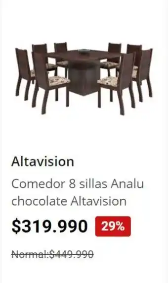Easy Comedor 8 sillas Analu chocolate Altavision oferta
