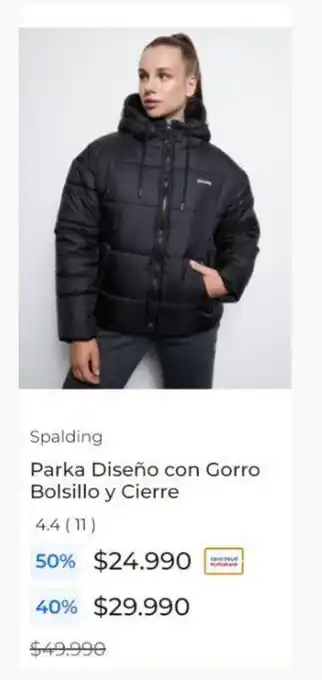 Paris Spalding Parka Diseño con Gorro Bolsillo y Cierre oferta