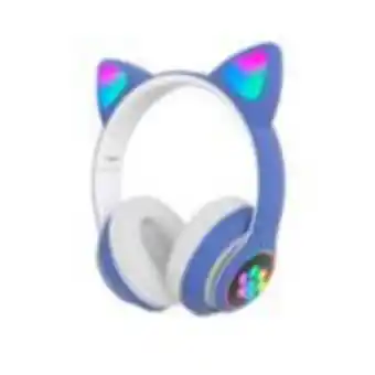 Audífonos inalámbricos bluetooth rgb orejas gato niña azul