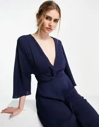 Asos Asos design batwing twist front midi skater dress in navy oferta