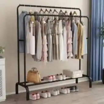 Perchero organizador colgante de ropa doble barra metálico negro