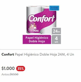 Lider Confort Papel Higiénico Doble Hoja 24m, 4 un oferta
