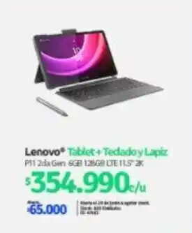 Lenovo Tablet+Tedadoy Lapiz P11 2da Gen 6GB 128GB LTE 11.5