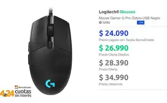 PC Factory Logitech® Mouse Gamer G Pro Óptico USB Negro oferta