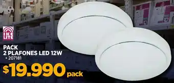 Construmart Pack plafones boton led blanco 12 w 2 un oferta