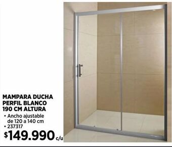 Construmart Mampara ducha perfil blanco 190 cm altura oferta
