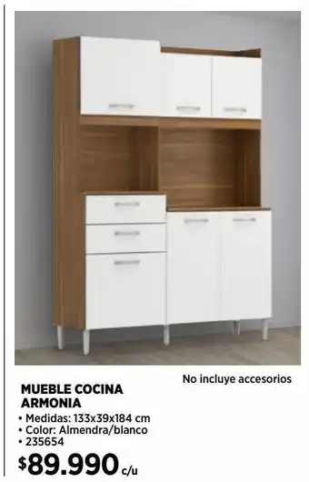 Construmart Kit mueble cocina armonia 133x184x39cm almendra y blanco oferta