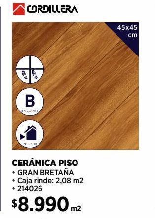 Construmart Cerámica piso madera gran bretaña 45x45 cm 2,08 m2 oferta