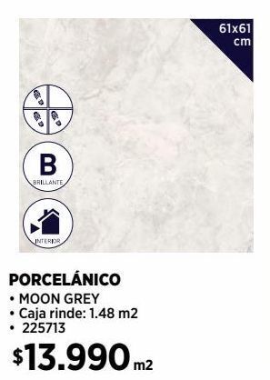 Construmart Porcelanato moon grey sg 61x61 cm 1,48m2 oferta