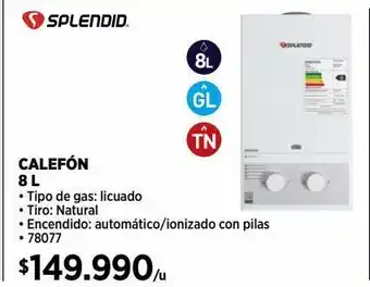 Construmart Calefón splendid 8l oferta