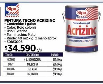 Construmart Pintura techo acrizinc oferta