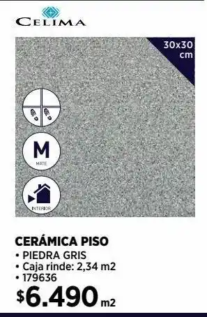 Construmart Cerámica piso piedra gris 30x30 cm 2,34 m2 oferta