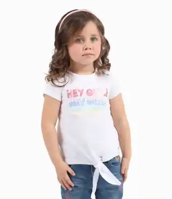 Limonada Polera estampada con nudo bebé niña algodón blanco 4 kids oferta