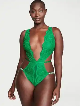Victoria's Secret Shine strap lace crotchless teddy oferta