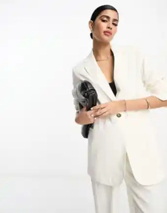 Asos Asos design slim fit suit blazer with linen in ivory oferta