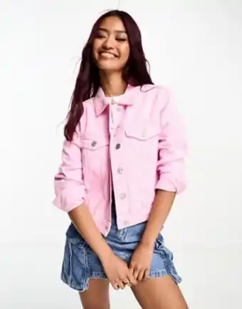 French connection denim jacket in pastel pink