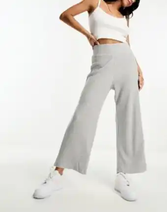 Asos Abercrombie & fitch waffle textured wide leg trousers in light grey oferta