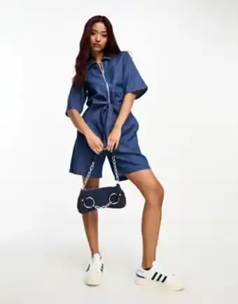 Asos French connection belted playsuit in chambray blue oferta