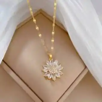 Linio Collar flor girasol cadena - acero inoxidable bañado oro 18k oferta