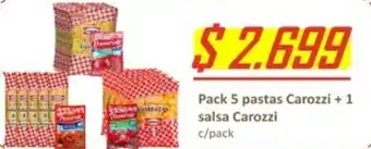 Supermercados Romanini Pack 5 Pastas Carozzi + 1 Salsa Carozzi oferta