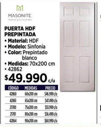 Construmart PUERTA HDF PREPINTADA oferta