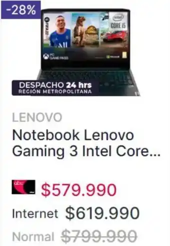 Abcdin LENOVO Notebook Lenovo Gaming 3 Intel Core... oferta