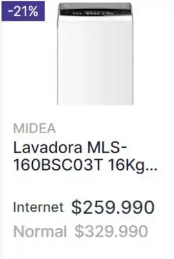 Abcdin MIDEA Lavadora MLS-160BSC03T 16Kg... oferta