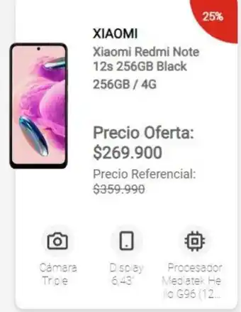 Claro Xiaomi Redmi Note 12s 256GB Black 256GB / 4G oferta
