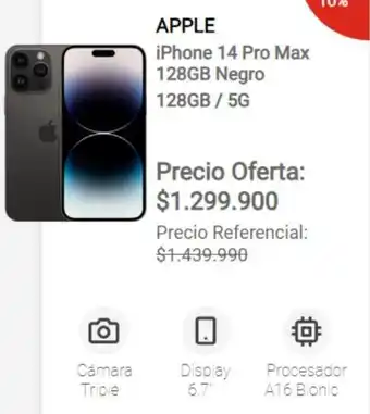 Claro APPLE iPhone 14 Pro Max 128GB Negro oferta