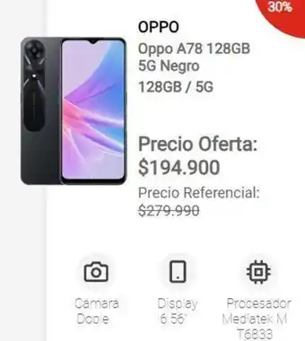 Claro Oppo A78 128GB 5G Negro 128GB/5G oferta