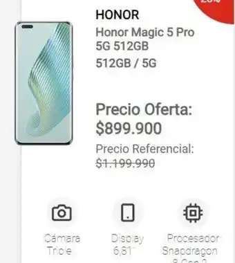 Claro HONOR Honor Magic 5 Pro 5G 512GB oferta