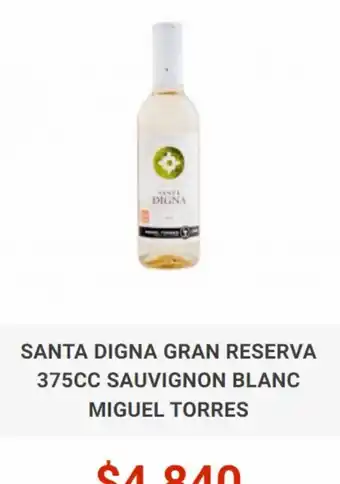 SANTA DIGNA GRAN RESERVA 375CC SAUVIGNON BLANC MIGUEL TORRES