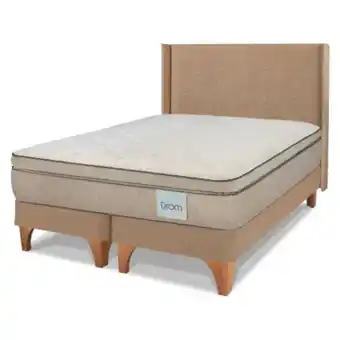 Falabella Cama europea linne 2 plazas 150x200 + respaldo panal beige oferta