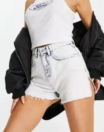 Asos Asyou denim short with frayed hem in bleach wash oferta