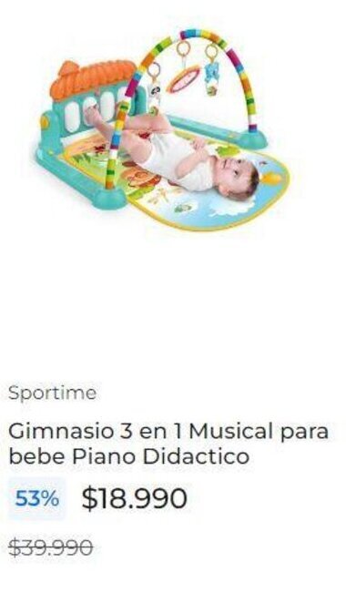 Sportime Gimnasio 3 en 1 Musical para bebe Piano Didactico oferta