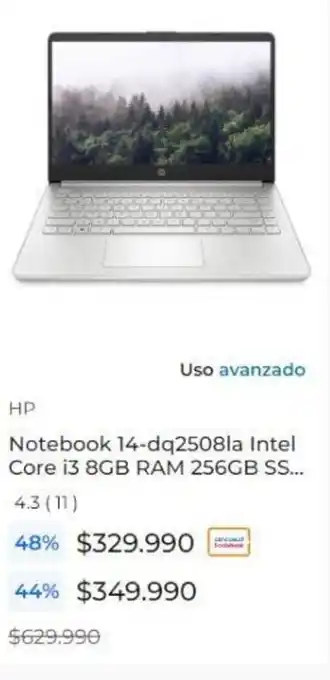 Paris HP Notebook 14-dq2508la Intel Core i3 8GB RAM 256GB SS... oferta