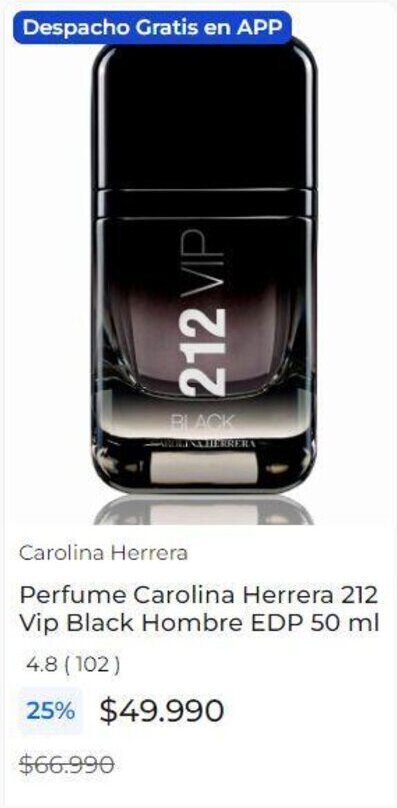 212 vip black discount hombre 50 ml