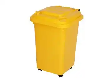 Ripley Basurero contenedor de basura 50 litros con ruedas amarillo oferta