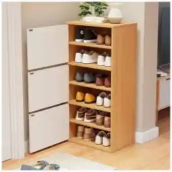 Linio Organizador de zapatos gabinete 3 puertas color arce con blanco oferta