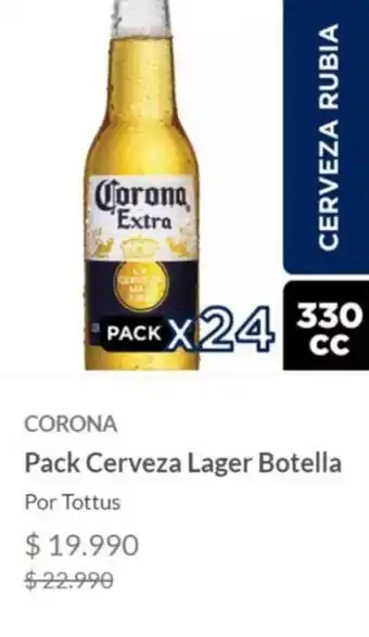 CORONA Pack Cerveza Lager Botella pack x 24 x 330 cc