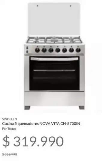 Tottus SINDELEN Cocina 5 quemadores NOVA VITA CH-8700IN Por Tottus oferta