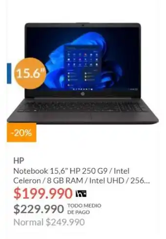 Hites HP Notebook 15,6" HP 250 G9/Intel Celeron / 8 GB RAM / Intel UHD/256... oferta