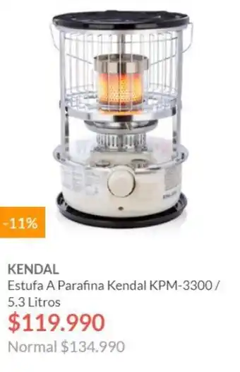 Hites Estufa A Parafina Kendal KPM-3300/ 5.3 Litros oferta