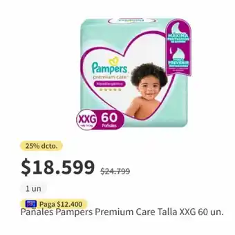 Jumbo Pañales Pampers Premium Care Talla XXG 60 un. oferta