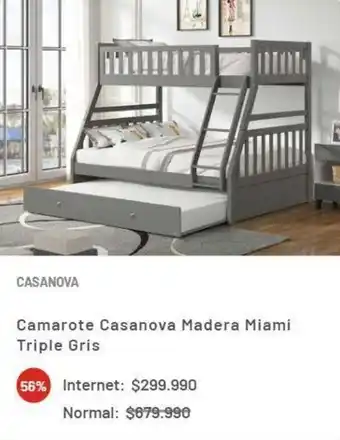 La Polar Camarote Casanova Madera Miami Triple Gris oferta